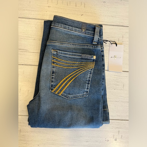7 For All Mankind Tailorless Dojo Jeans Size 26 7FAMK NWT With Rhinestones - Picture 13 of 14